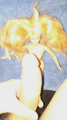 Blonde Cumshot Doll Handjob Little Dick Toy gif