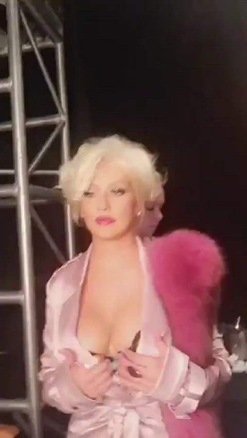 blonde christina aguilera cleavage gif