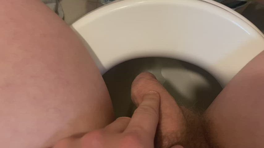 Uncut pee sitting on [m]y toilet