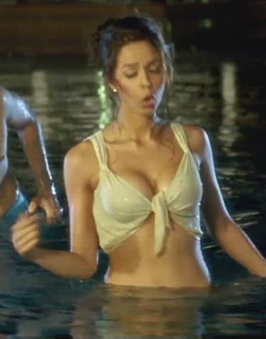 big tits bikini bollywood celebrity cleavage pool swimming pool gif