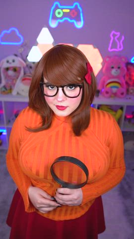 Big Tits Brunette Cosplay Costume Curvy Geek Glasses OnlyFans TikTok gif