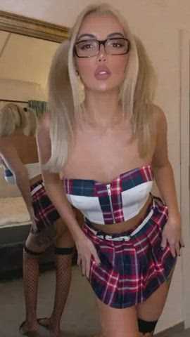 blonde glasses onlyfans schoolgirl sex sex toy strip teen tiktok gif