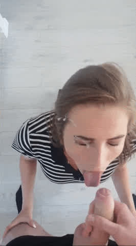 Blowjob Brunette Creampie Cumshot gif