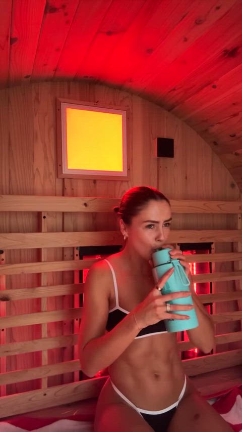 australian bikini celebrity clothed sauna gif