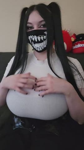 big tits boobs busty huge tits mask tits titty drop gif