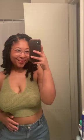 big tits boobs ebony glasses huge tits natural tits onlyfans tits gif