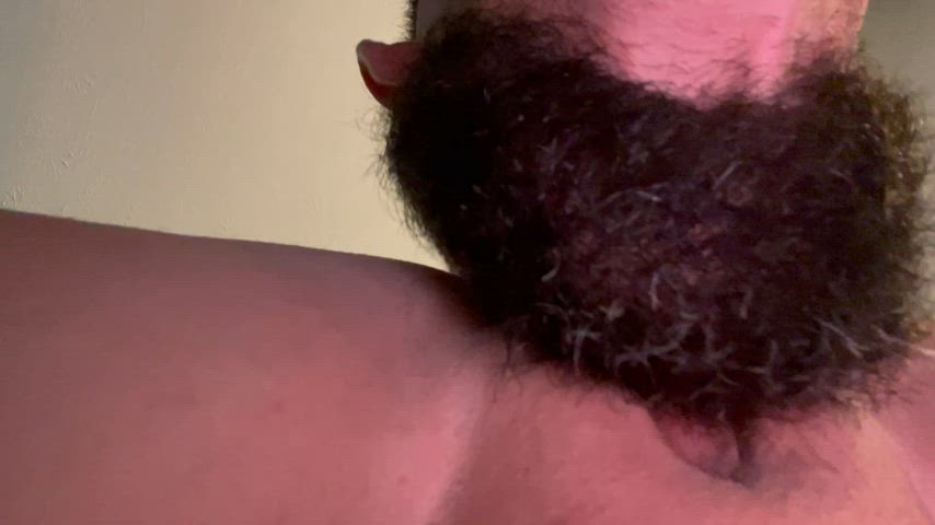 Moisturizing my beard for her pleasure.