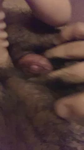 clit rubbing dildo ftm hairy pussy moaning solo gif