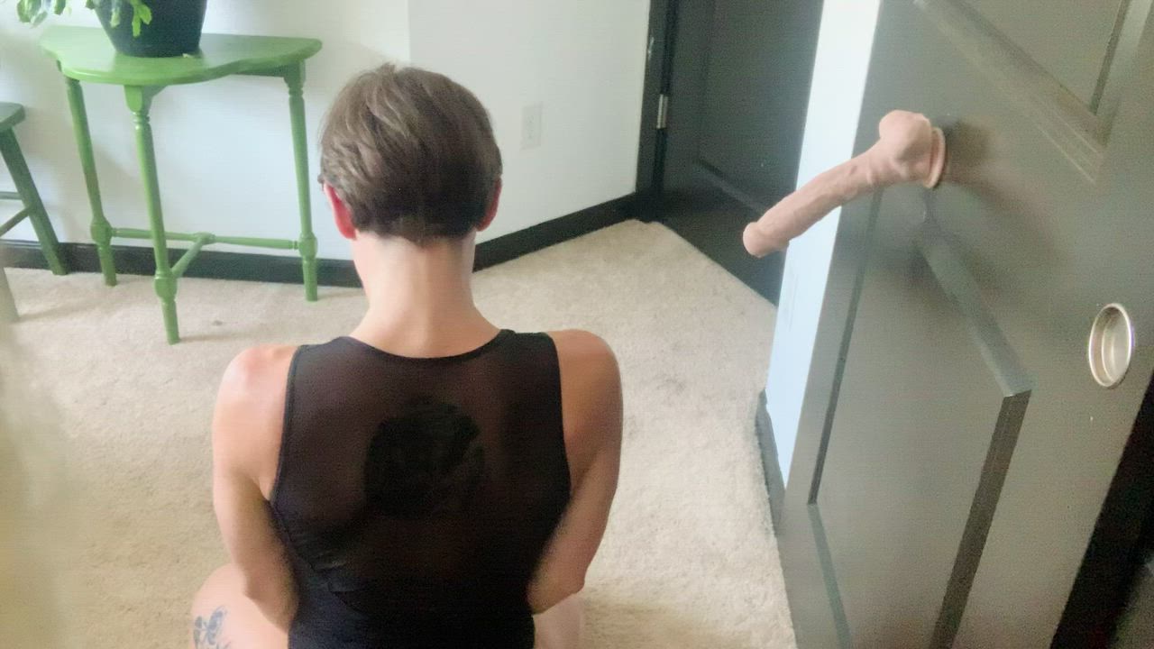 Bodysuit Dildo Sucking gif