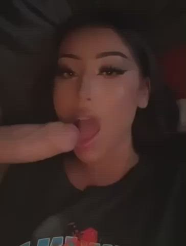 blowjob deepthroat eye contact lips gif