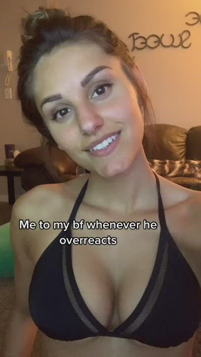 Big Tits Bikini Brunette College Huge Tits Perky Teen TikTok Tits gif