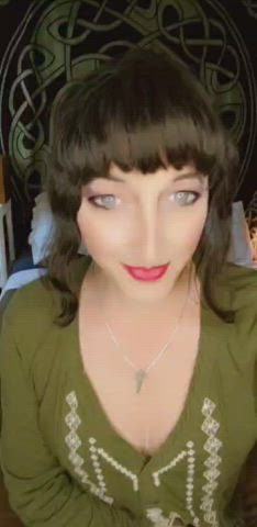 blue eyes clothed eye contact t-girl tease trans trans woman gif