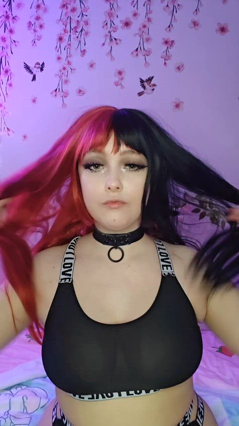 ahegao big tits cute egirl goth onlyfans thick titty drop gif