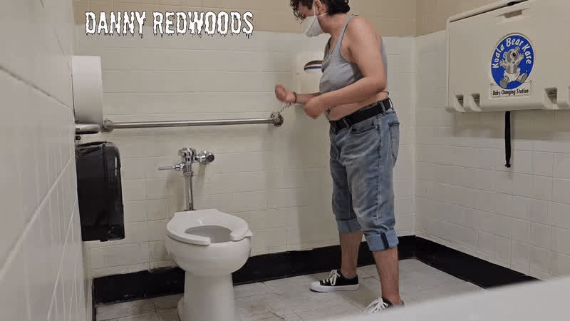 bathroom clothed ftm handcuffed jeans mask public toilet trans trans boy gif