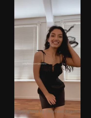 brunette cute dress latina onlyfans pussy teen tits undressing gif