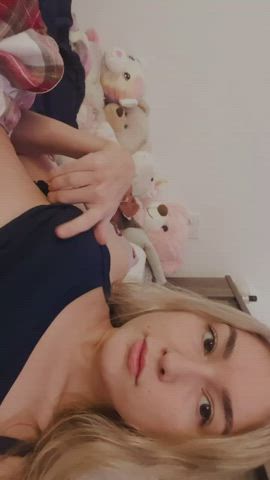 blonde goddess petite small nipples small tits striptease tease teasing gif