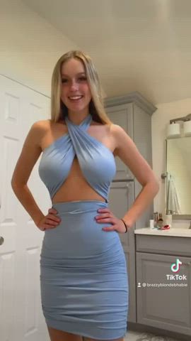 Big Tits Blonde Dress gif