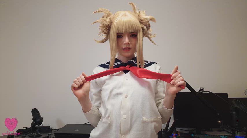 ass blonde cosplay costume pussy rule34 schoolgirl thong uniform upskirt gif