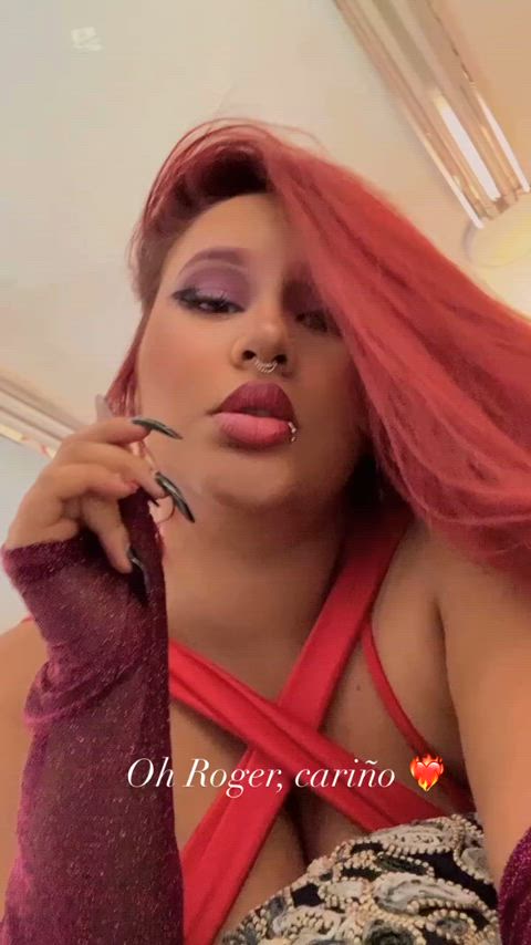 bbw big tits cosplay homemade latina red hair gif