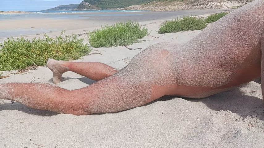 beach exhibitionist humping male masturbation nsfw nude nudist outdoor rubbing gif