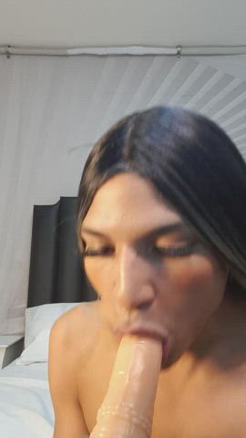 blowjob deepthroat dildo face fuck nsfw taboo toy trans trans woman gif