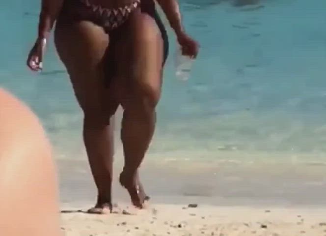 Beach Big Ass Bikini Bubble Butt Ebony NSFW Thick gif