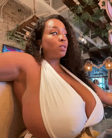 Ebony Huge Tits Public gif