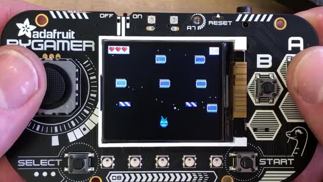 Sparky Invaders on Pygamer @adafruit @johnedgarpark #adafruit @msmakecode