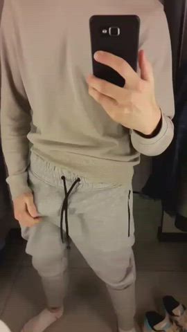 Trying on a tracksuit