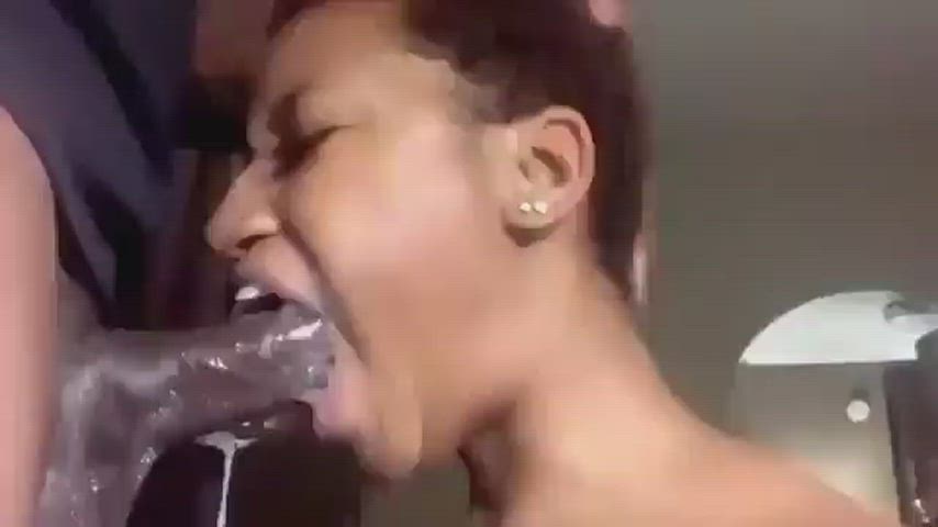 BBC Big Dick Blowjob Drooling Ebony Ebony Couple Messy Sloppy Spit Porn GIF by theonlyone999