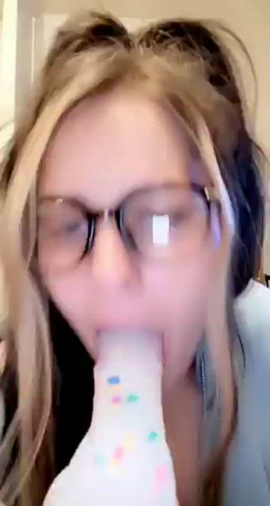 Blowjob Dildo Glasses gif