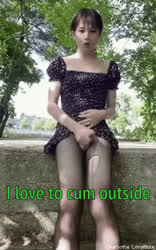 Asian Caption Dress NSFW Outdoor Pantyhose Solo Trans gif