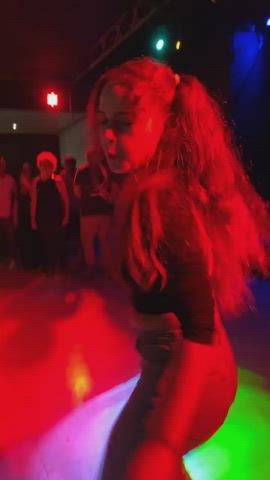 brunette dancing teen gif