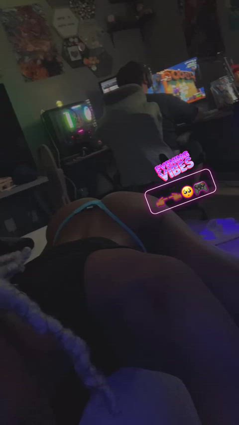 ass femboy sexy gaming couple thong gif