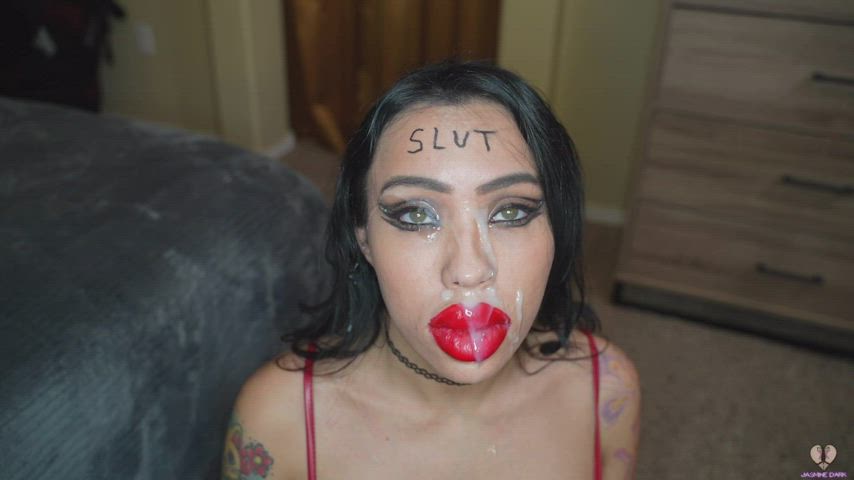 bimbo bimbofication cum facial fake goth latina lips lipstick pornstar gif