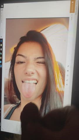 18 years old brunette cumshot facial tiktok tribute gif