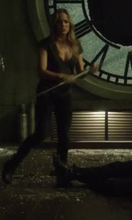 Caity Lotz bouncing around