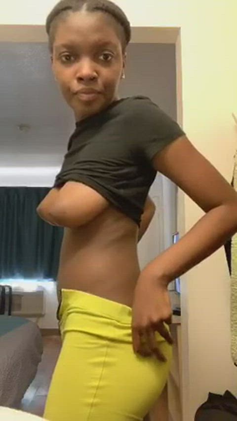 ebony natural tits perky petite solo teen tits gif