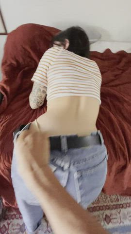 ass asshole dildo girlfriend jeans gif