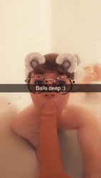 bathroom bathtub deepthroat dildo femboy gay glasses homemade gif