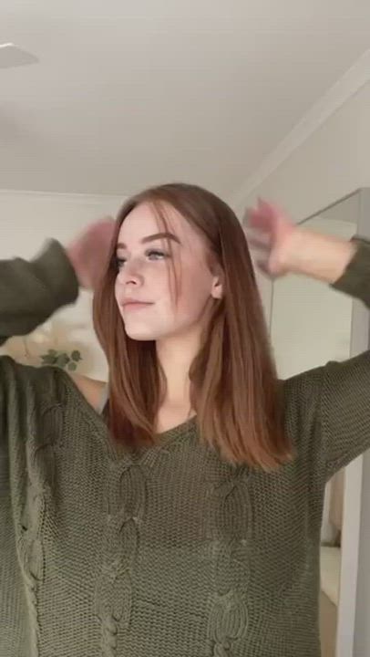 Big Tits Pretty Redhead gif