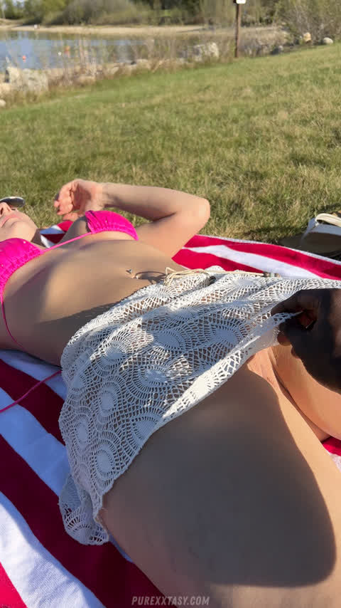 amateur beach flashing pov public pussy real couple gif