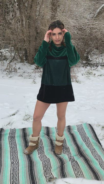 I love the snow! Would you stop to watch me strip?