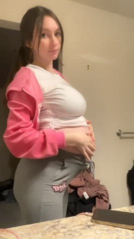 pregnant tits titty drop gif