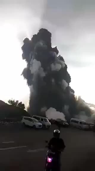 Kiosk got hit by ashes from volcanic eruption