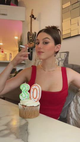 brunette celebrity cleavage kira kosarin natural tits small tits gif