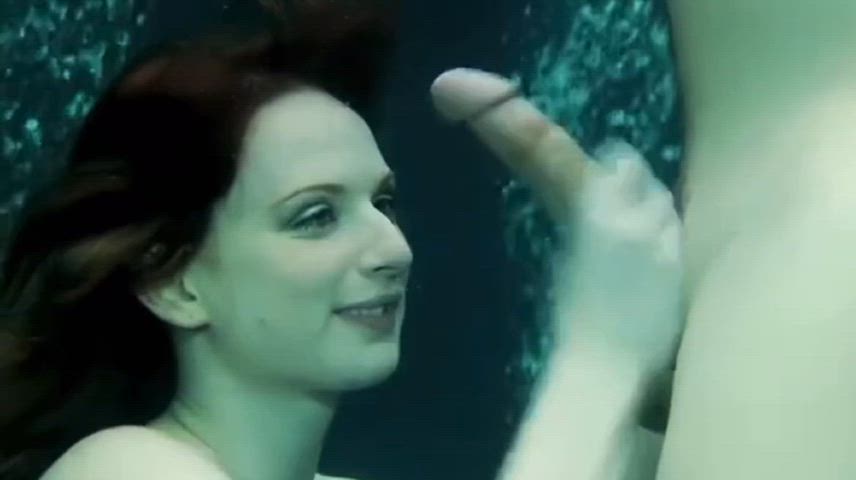 blowjob cum in mouth handjob pale redhead sensual skinny small tits underwater gif