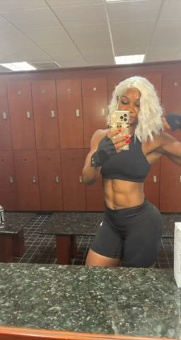 Mirror Muscular Girl Selfie gif