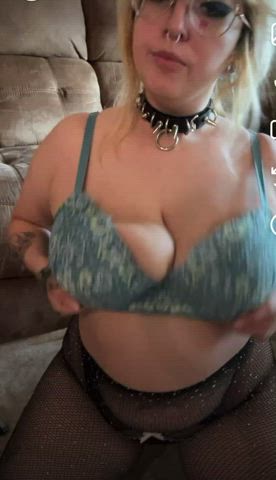 Playing with my 36G tits