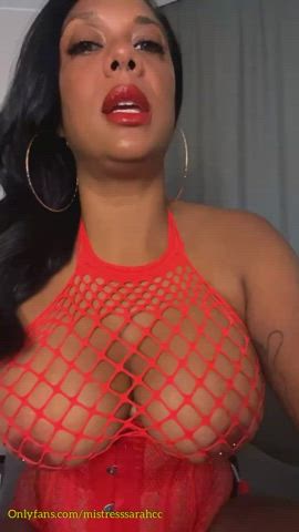 Fantasy Femdom Fishnet MILF Mistress POV Tits gif